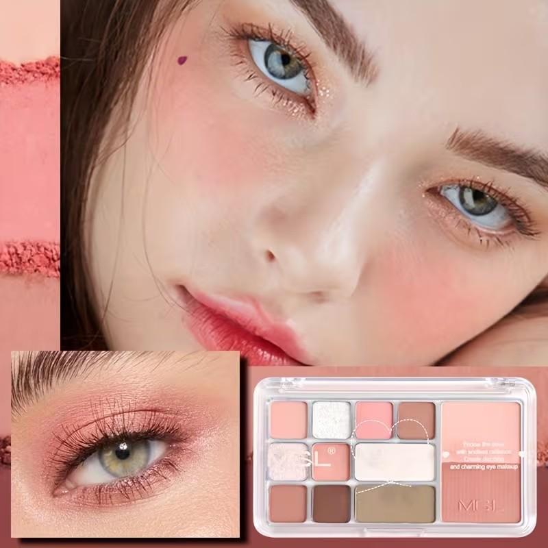 Mgl Bangran Qingxin Dong Twelve-Color Eyeshadow Palette, Multi-Color Series for Daily Light Makeup, Contouring, and Blush, Three-In-One