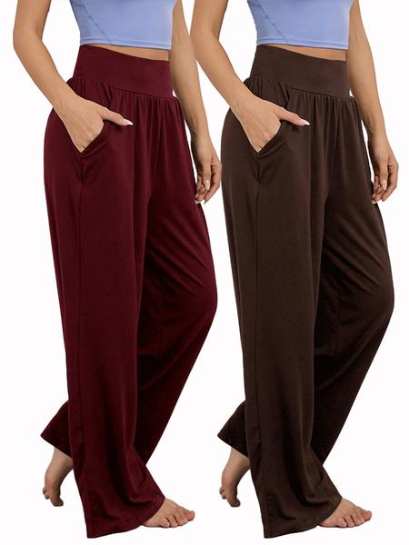 Sporty Women's Solid Color Pocket Joggers, Casual Sport Wide Waistband Trousers for Outdoor Workout Running, Summer Airport Outfit 2024, Ladies Sportswear Lounge Outfit for All Seasons