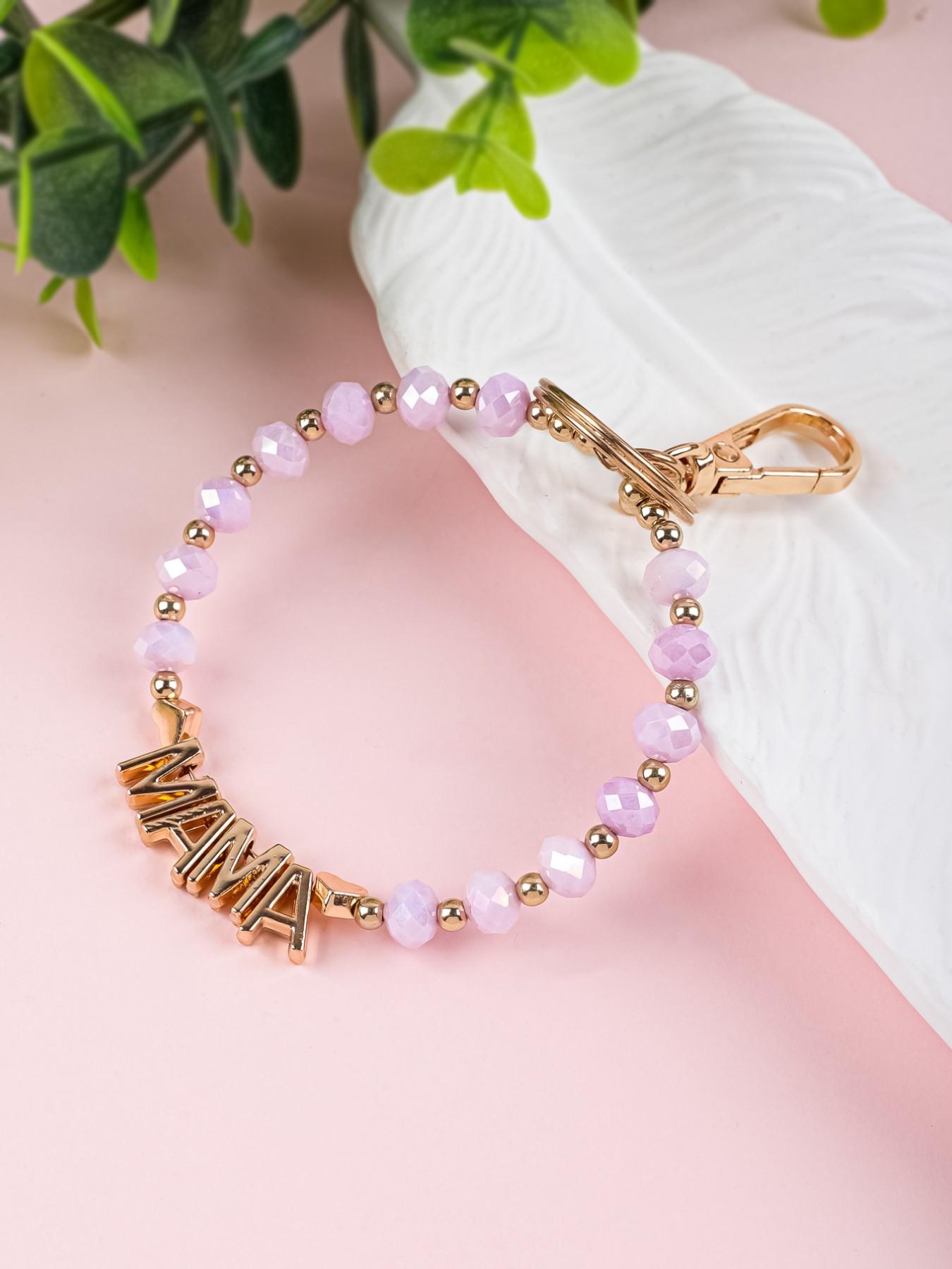 Handmade Beaded Mama Letter Keychain, Colorful Faceted Crystal Bracelet, Mother's Day Gift for Mom, Bag & Car Hanging Ornament
