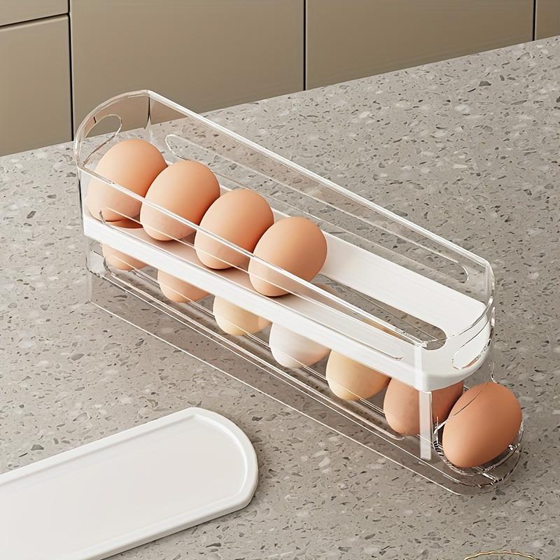 Rolling Egg Storage Box, Dual-Layer Automatic Egg Roller, Refrigerator Egg Dispenser, Keeps Eggs Fresh, Fits Fridge, Cabinets, Organizer, Fridge Organizers
