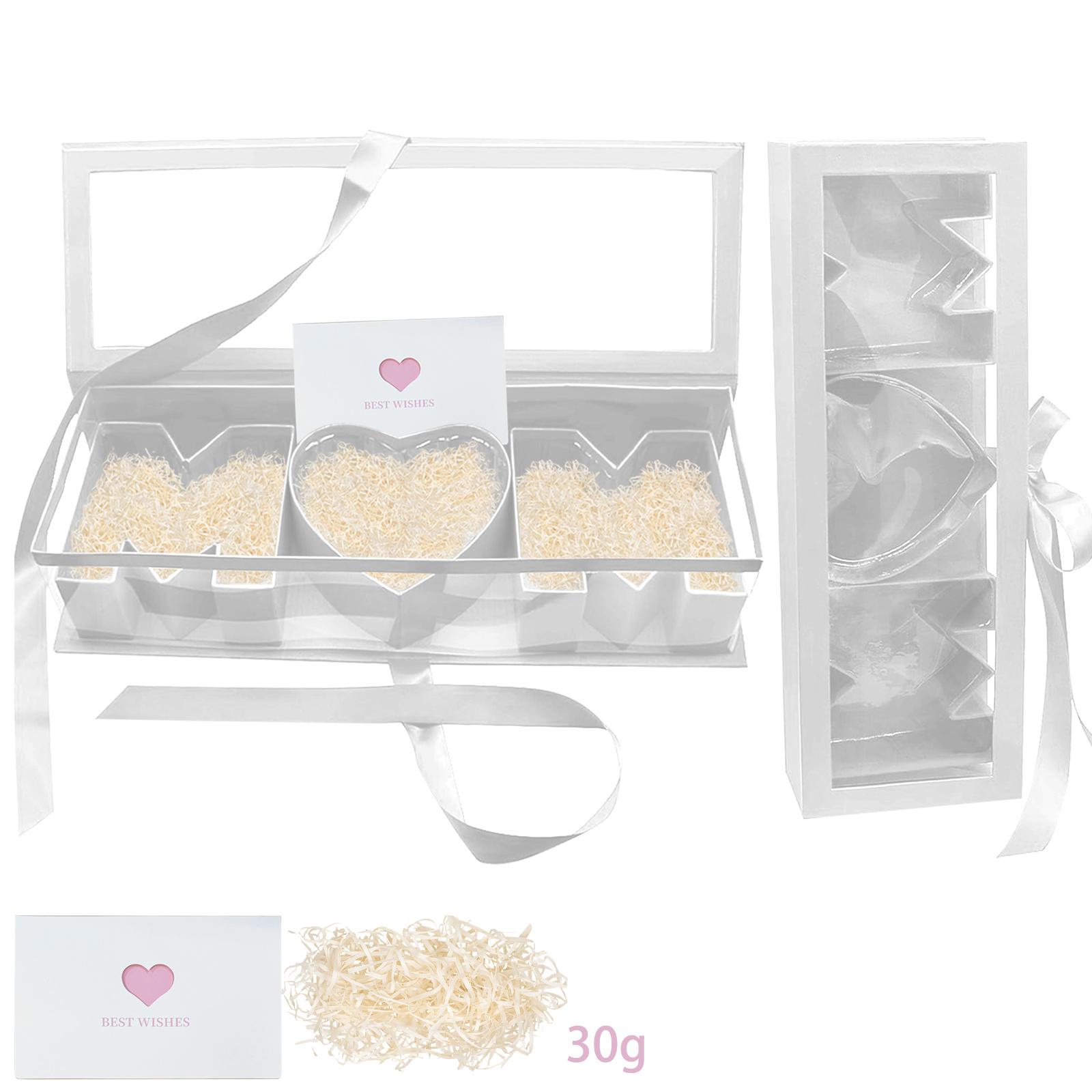 2 Pack Mother's Day Empty Flower Box Empty Gift Box Cardboard Letter Shaped Fillable Chocolate Strawberry Flower Gifts for Mother's Day