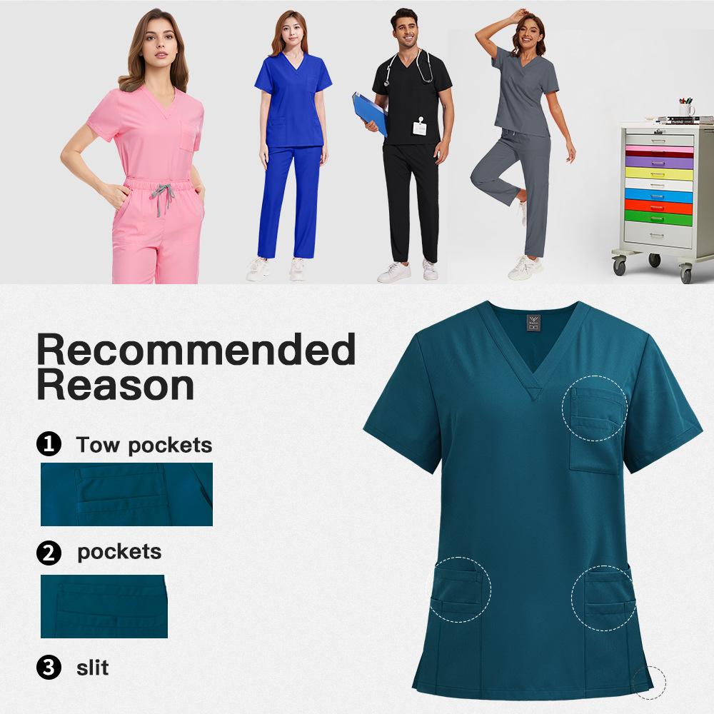New Doctor & Nurse Work Uniform Scrubs & Straight Leg Pants Solid Color Set  Workwear for Hospital and Clinic Daily Work Clothing