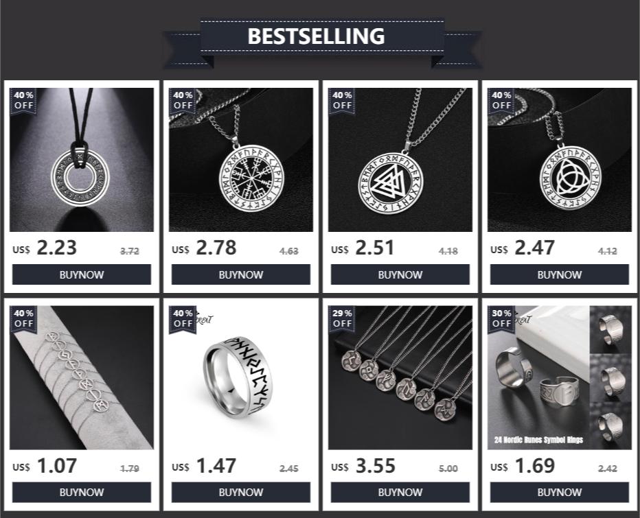 LIKGREAT Vintage Nordic Rune Necklaces for Men Stainless Steel Norse Runes Viking Jewerly Pagan Pendant Amulet Gift Hot Sale
