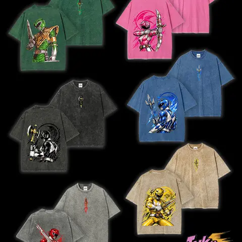 Inkhausstore-Inkvaultarchive The iconic "Green Ranger" from Power Rangers -- Short Sleeve Cotton Unisex Retro Wash Tee