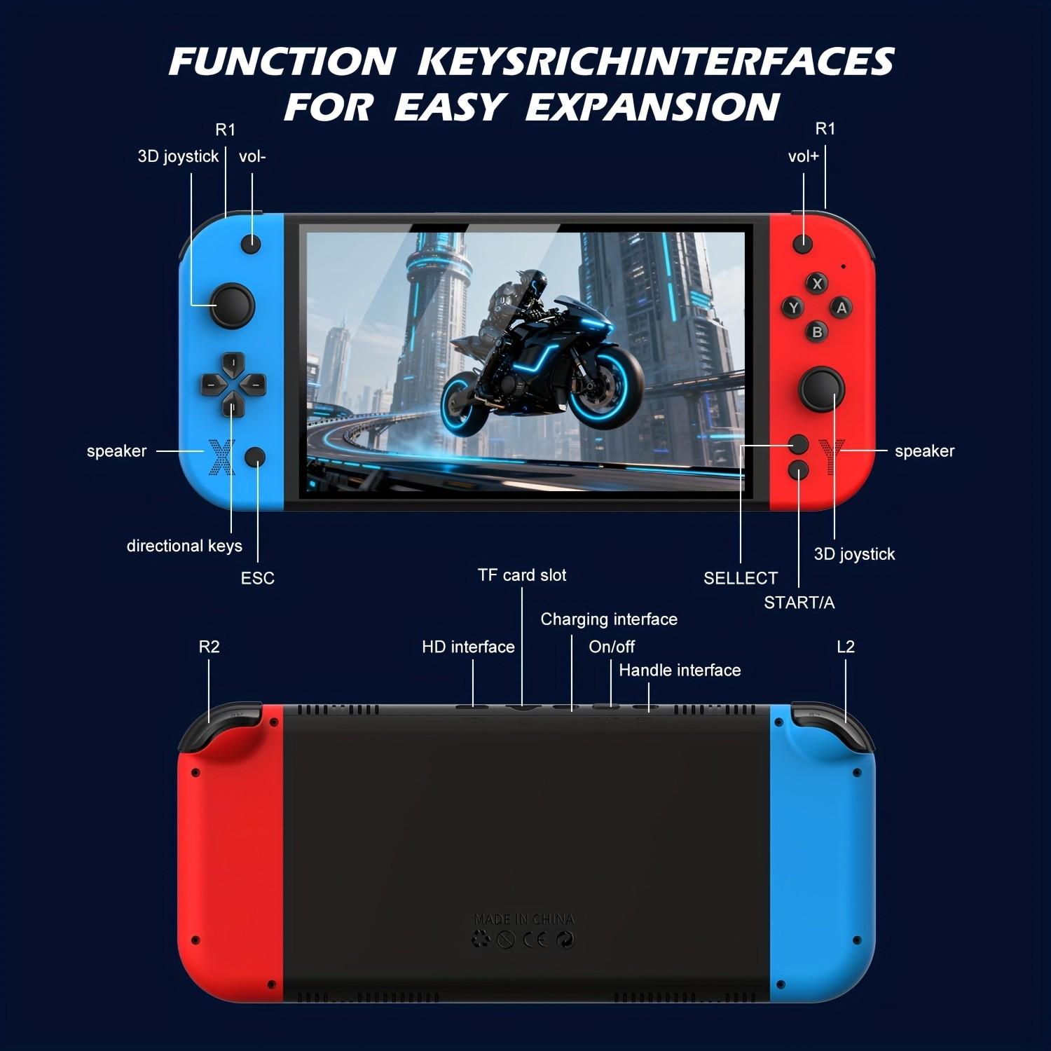 G90 Retro Portable Handheld Console with 7.0-inch HD IPS Screen, 3D Buttons and Dual Joystick, Perfect Birthday or Holiday Gift, Handheld Gaming Device