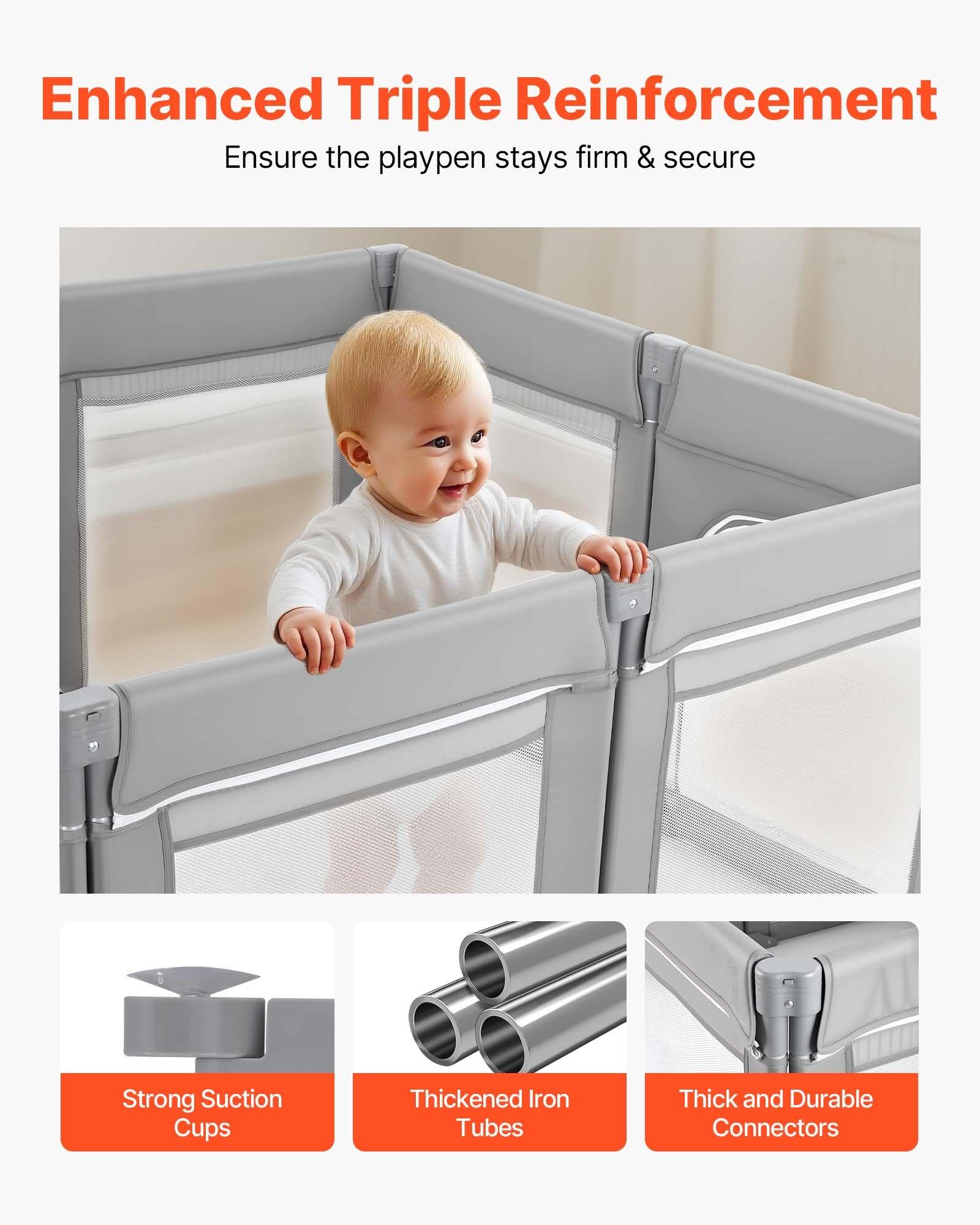 VEVOR Baby Playpen, 47.2″ x 47.2″ Foldable Toddlers Playpen, Indoor/Outdoor Baby Fence Play Yard with Zippered Door & Soft Breathable Mesh, No-Gap Toddlers Activity Center for 6 -24 Months Babies VEVOR Baby Playpen, 47.2″ x 47.2″ Foldable Toddlers Playpen, Indoor/Outdoor Baby Fence Play Yard with Zippered Door & Soft Breathable Mesh, No-Gap Toddlers Activity Center for 6 -24 Months Babies
