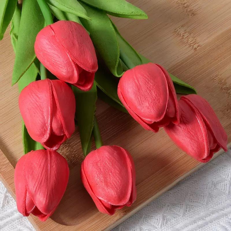 30pcs Realistic Tulip Flower Decorative Plastic Flowers, Touch-Realistic, Ideal for Wedding Bouquets, Home, Hotel, Party, Outdoor Events