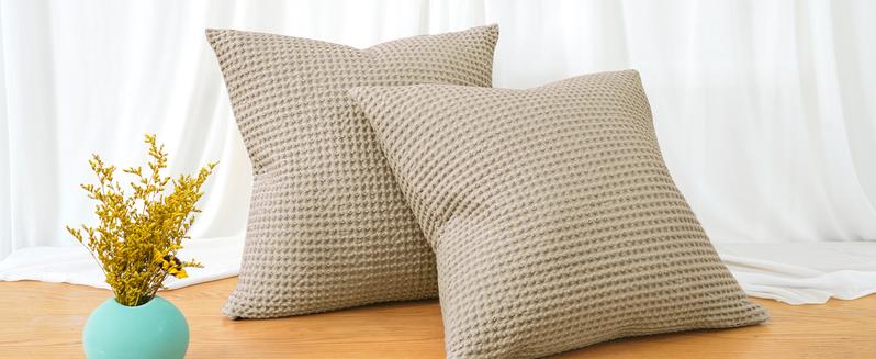 PHF 100% Cotton Waffle Pillowcases, 2 Pack Waffle Weave Euro Shams, Elegant Home Decorative Square Throw Pillow Covers for Bed Couch Sofa, No Insert