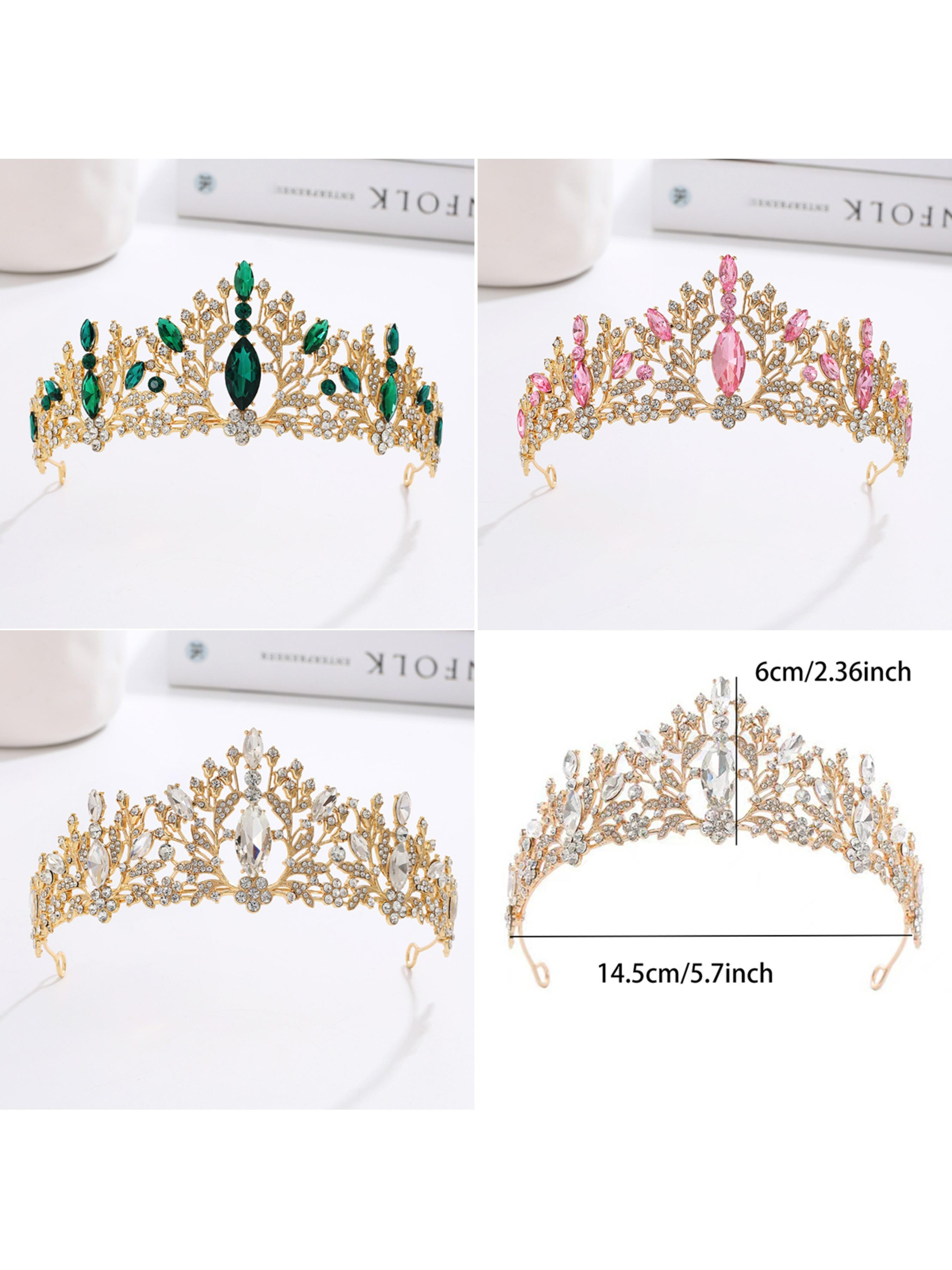 Gold Crystal Wedding Tiara Rhinestone Bridal Crown Jewelry Accessories Floral Fashion Elegant Birthday Headwear