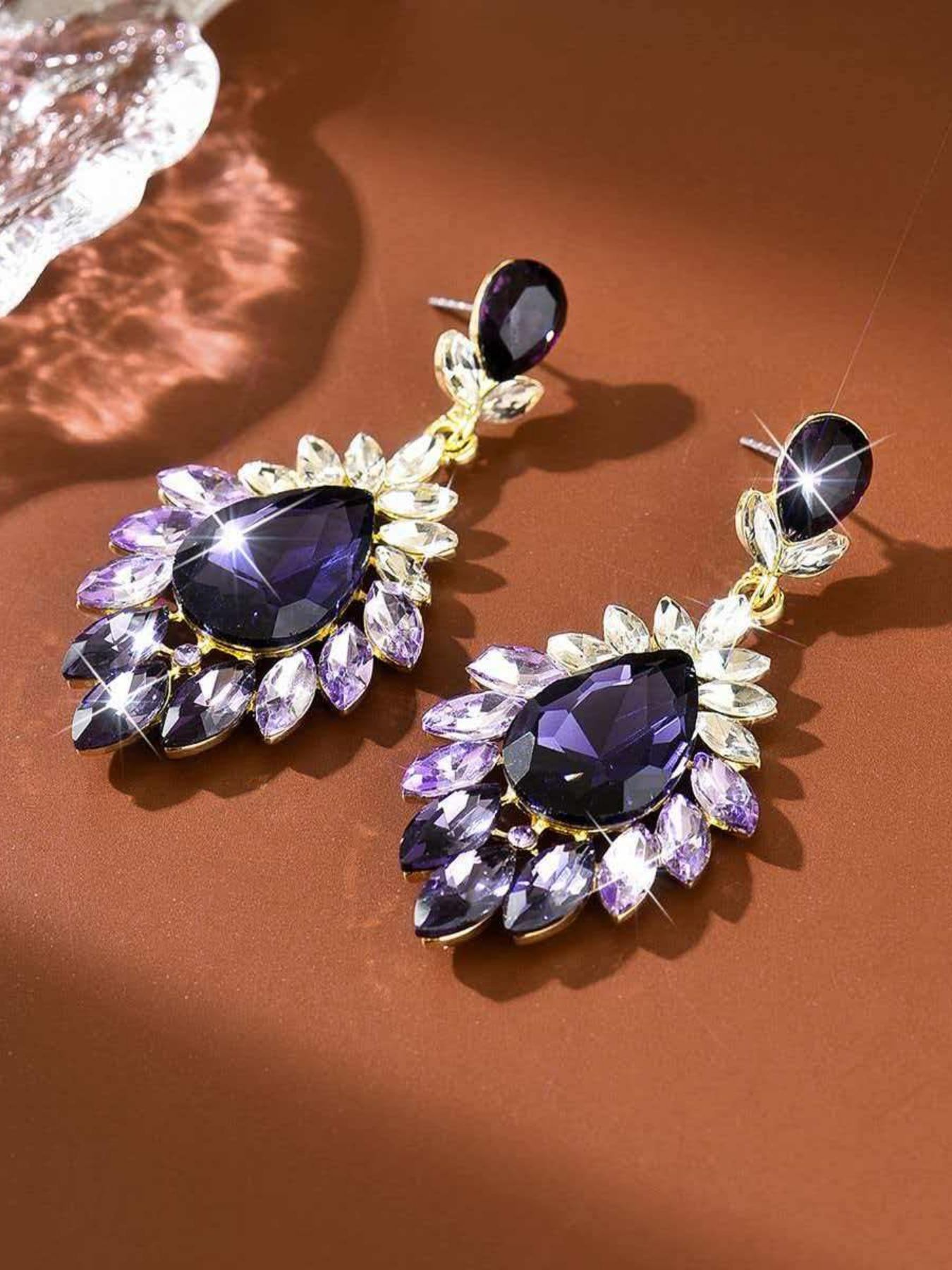 Luxury Crystal Statement Earrings, Bling Drop Dangle Rhinestone Earrings, Vintage Elegant Party Wedding Prom Jewelry for Women, Gift Idea