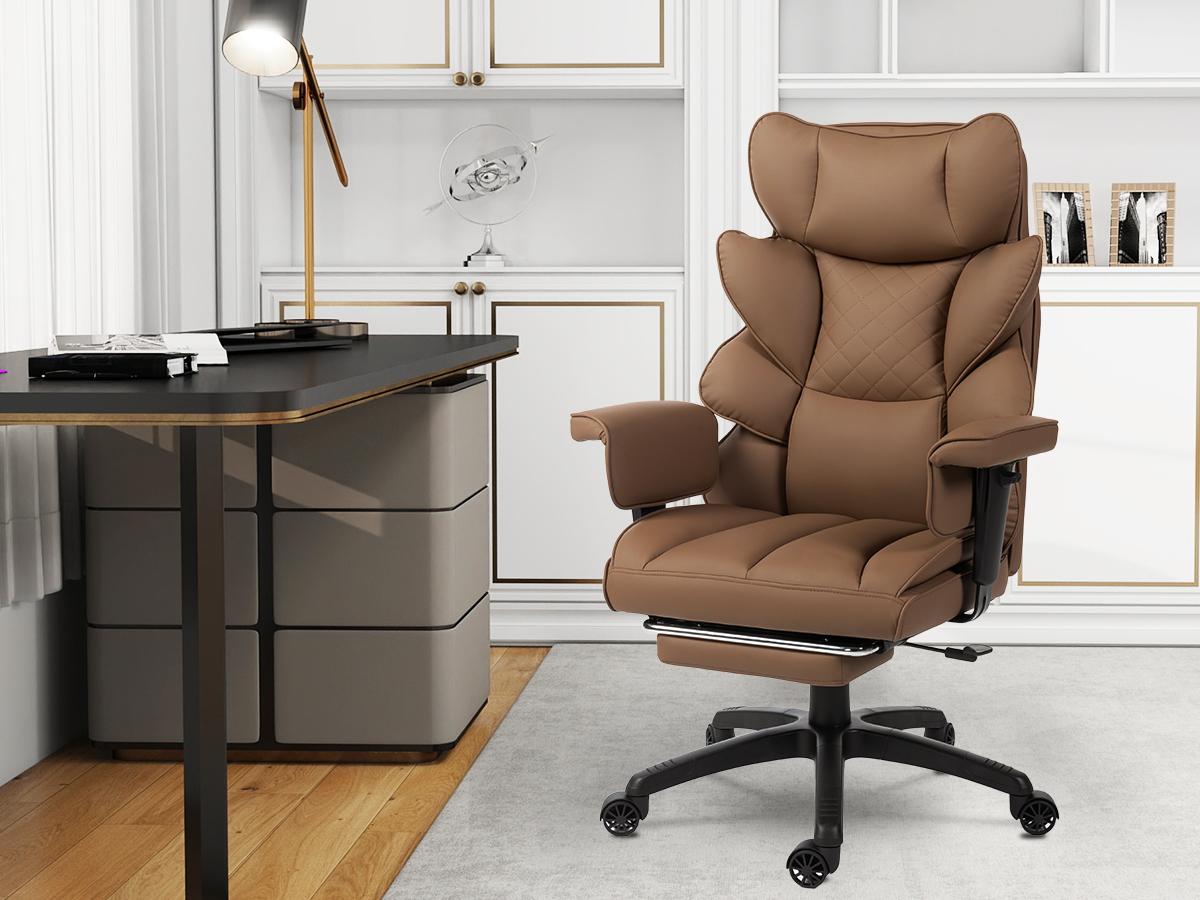 Dowinx Ergonomic Office Chair - Big & Tall Executive Desk Chair with Pocket Spring Lumbar Support, High-Back Adjustable Gaming Chair, Removable Footrest & 3D Armrests