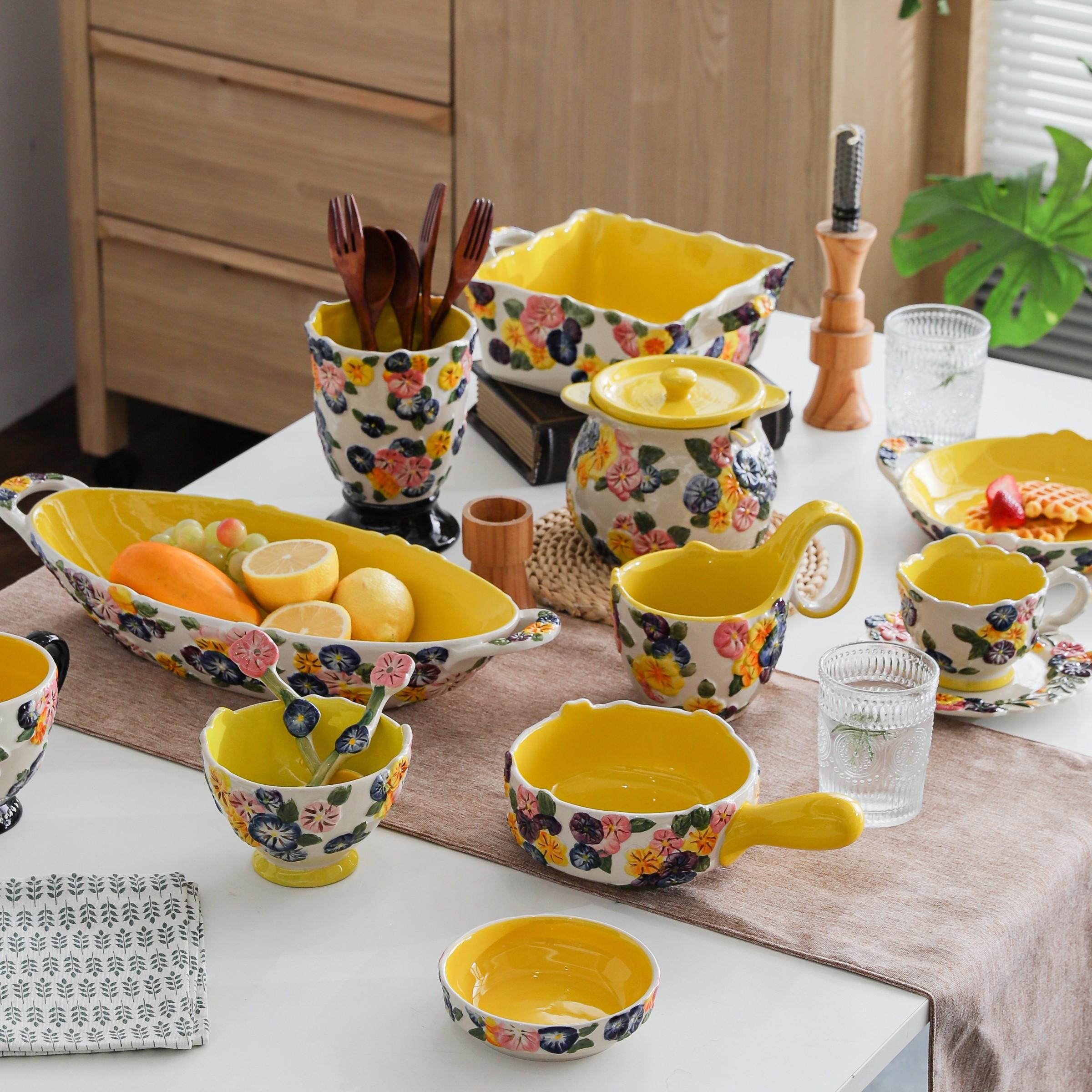 50 Fuya Life Series Ceramic Tableware Set, Farmhouse Style, Durable & Easy Clean, Ideal for Home & Gifts, Multiple Sizes Available