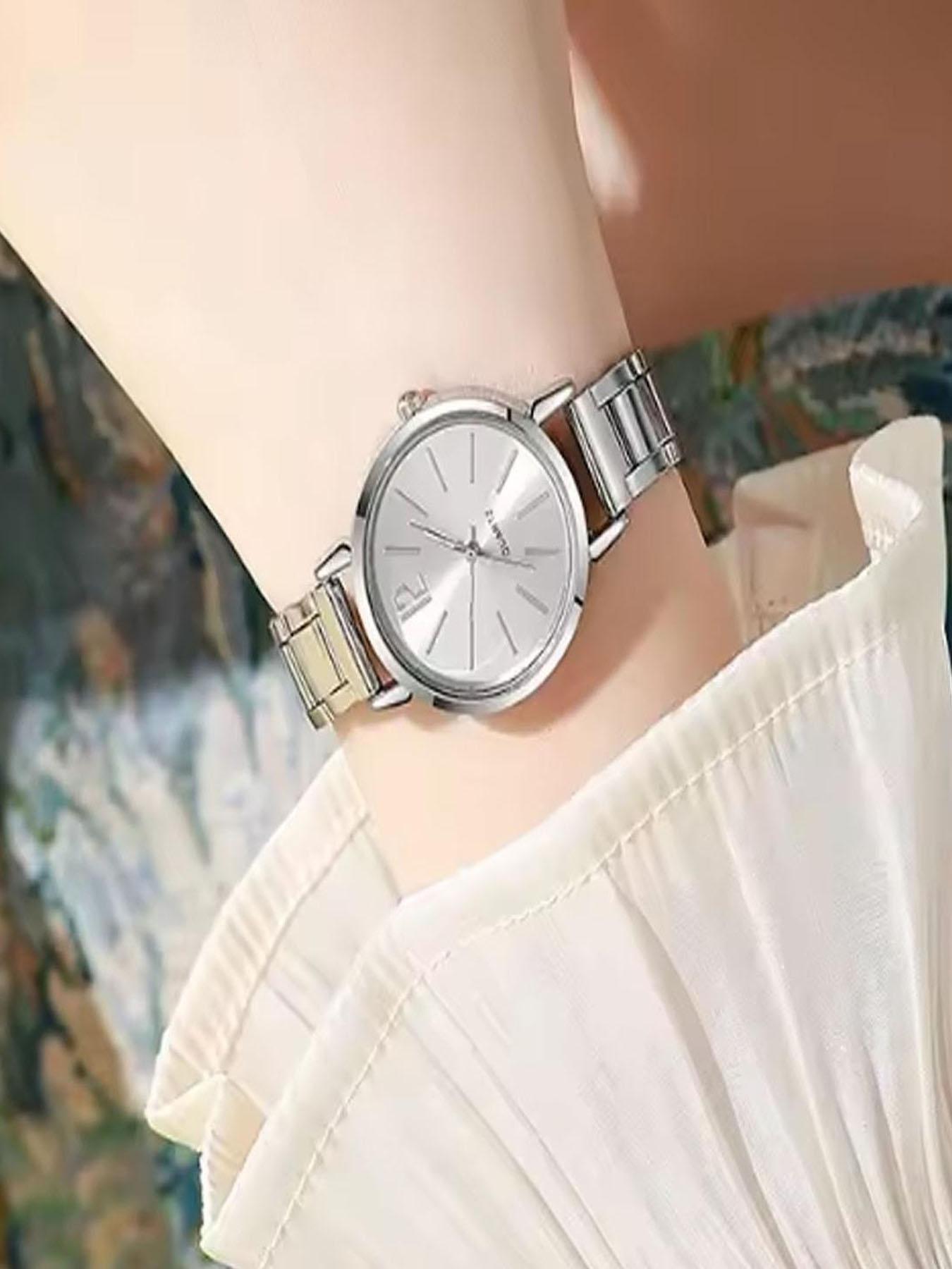 Fashion Quartz Watch for Women's Luxury Watch, Simple Circular Dial, Stainless Steel Women's Watch