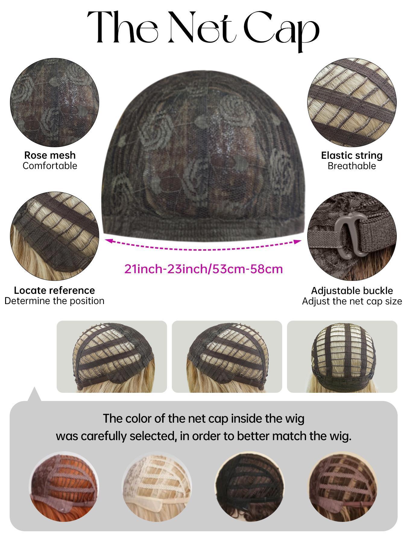 14 Inch Gradient Wig with Bangs, Shoulder-Length Straight Hair, Heat Resistant Rose Net, Natural Soft Breathable Fabric, Synthetic Material Wigs