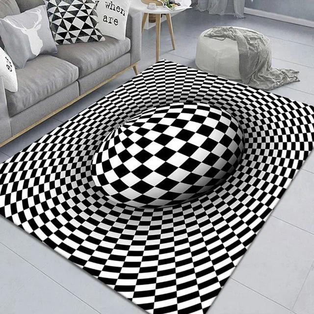 2D Vortex Skull Checkerboard Flannel Area Rug - 2D Illusion Red Eyes Skeleton Print Soft Mat for Living Room, Non-Slip Gothic Home Decor #2DSkullRug #CheckerboardVortexMat #GothicHomeDecor #2DIllusionCarpet #NonSlipFlannelRug