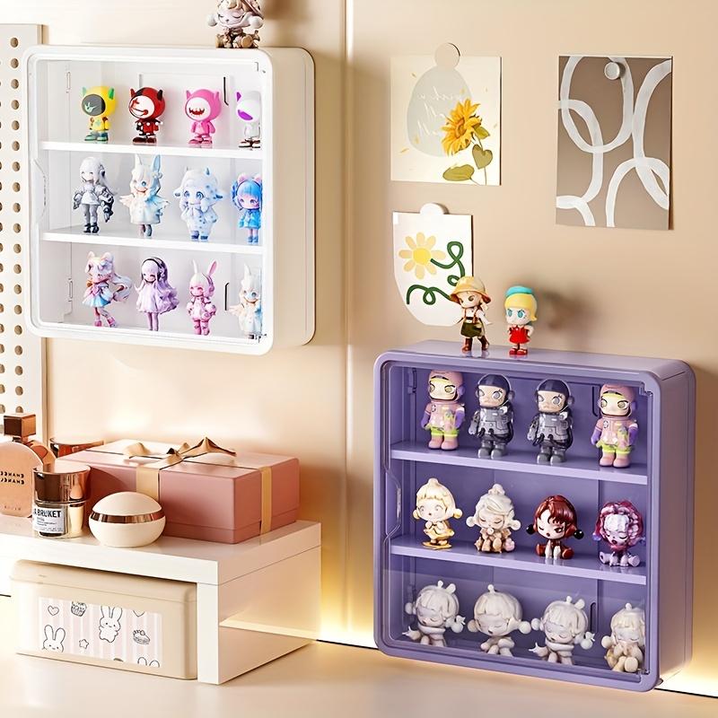 Wall-Mounted Transparent Panel Storage Box, Multi-Compartment Display Rack, Dustproof Plastic Layers, Space-Saving Design, Durable Material