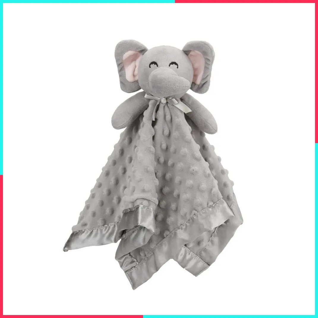 Elephant Security Blanket, Soft Lovey Unisex Baby Gift for Boys and Girls, Snuggle Stuffed Animal Toy, Newborn Essentials, Grey 16 Inch