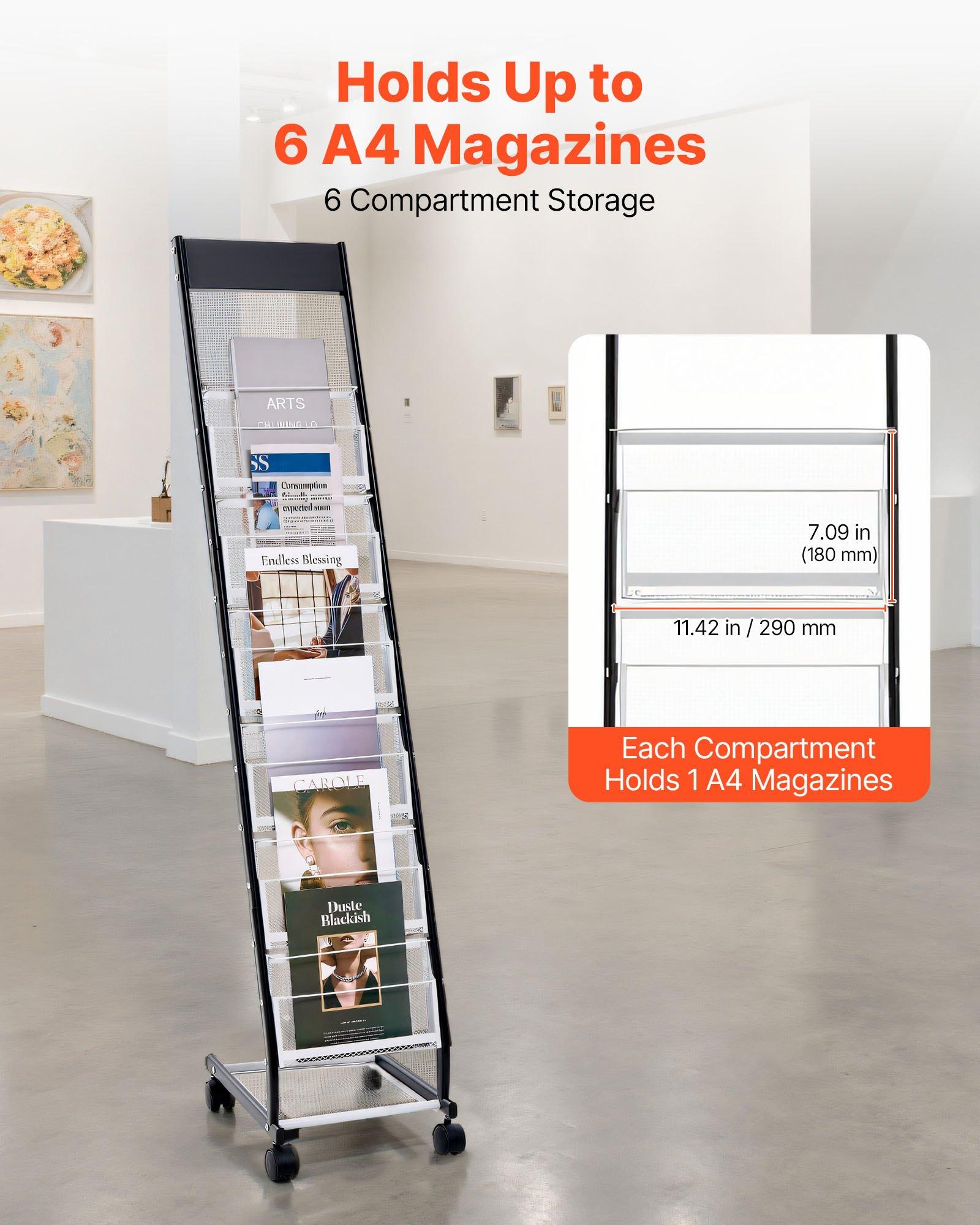 fathersdaygift VEVOR Brochure Display Rack, Narrow 6-Tier Magazine ...