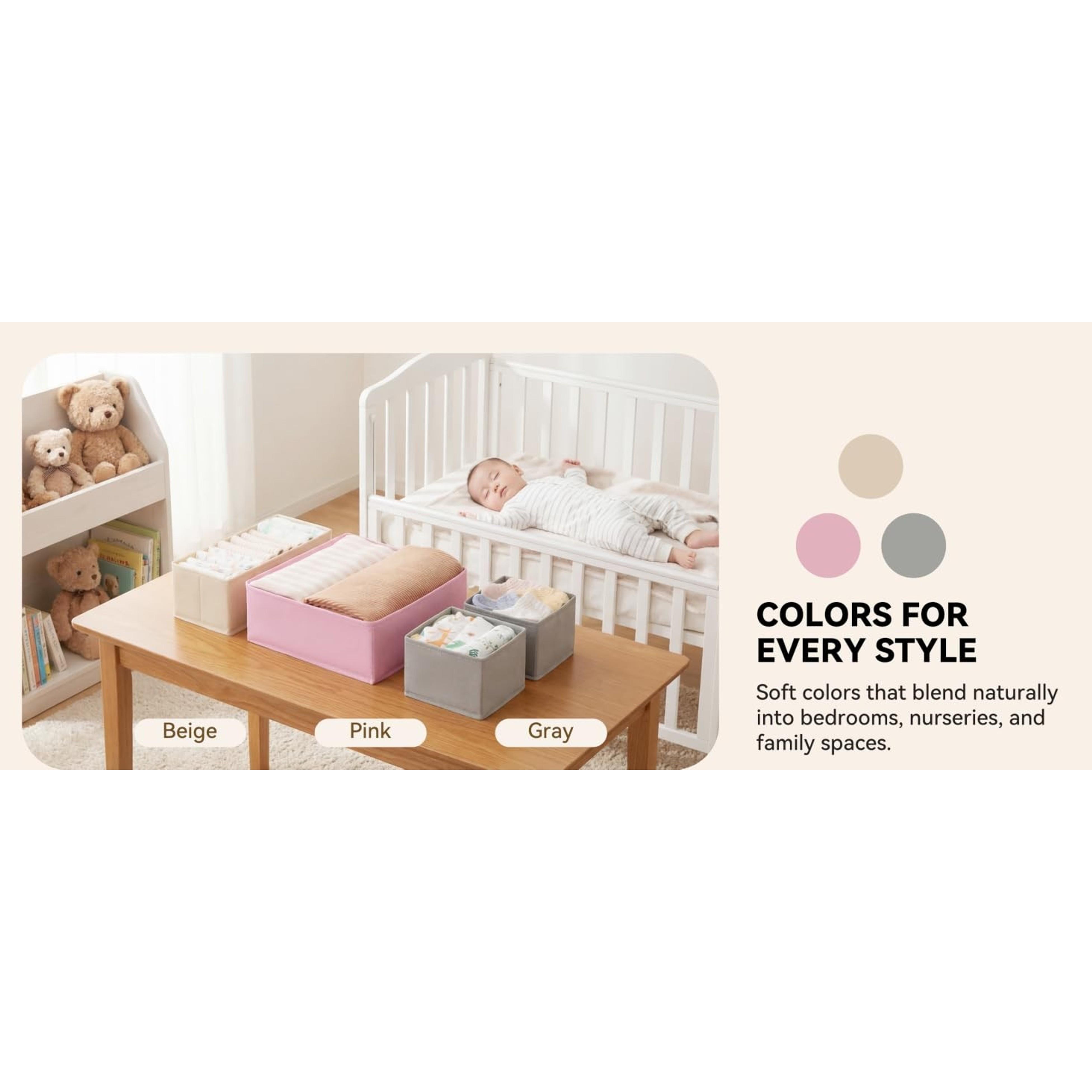 Drawer Organizer Clothes, 6 Pack Dresser Organizer Bins for Nursery, Closet Organization and Storage Dividers for Clothing, Baby Clothes, Underwears, Pink Drawer Organizer Clothes, 6 Pack Dresser Organizer Bins for Nursery, Closet Organization and Storage Dividers for Clothing, Baby Clothes, Underwears, Pink