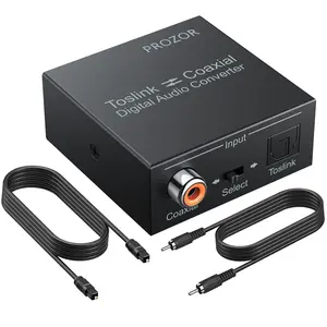 PROZOR 192K Bi-derectional Coaxial Optical Converter, Optical SPDIF Toslink to Coaxial, Coaxial to Optical SPDIF Toslink, Support DTS/Dolby-AC3, Bi-derectional Digital Splitter with Optical Cable