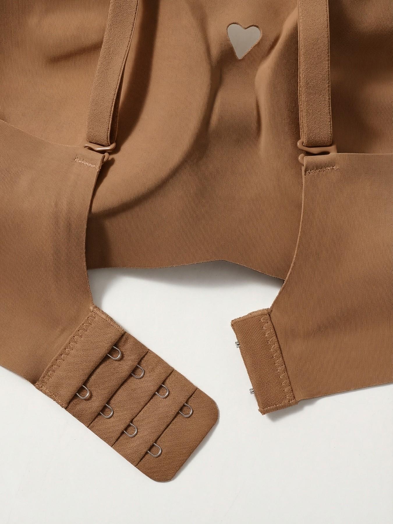 Heart Cut-Out Bralette Set, Adjustable Straps, Seamless Comfort, Full Coverage, Casual Style, All Seasons, Fitted Design