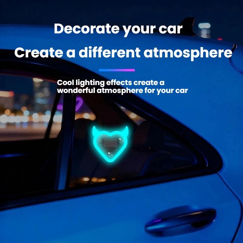Solar RGB Car LED Window Lights, Led For Car, Romantic Heart-Shaped Neon Decorative Ambient Lighting with USB Power, Interior Led Vehicle Car Light Embellishments, Car Accessories #GLOBAL PICKS