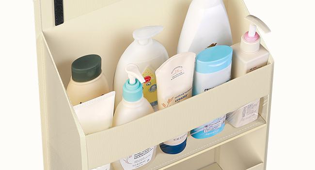 Lifewit 1 Pack Over the Door Organizer, Clear Window Hanging Storage with 4 Side Pockets, Anti Tilt 40 lbs Load Behind Door for Pantry, Nursery, Bathroom, Bedroom, Dorm, 5 Section, Beige