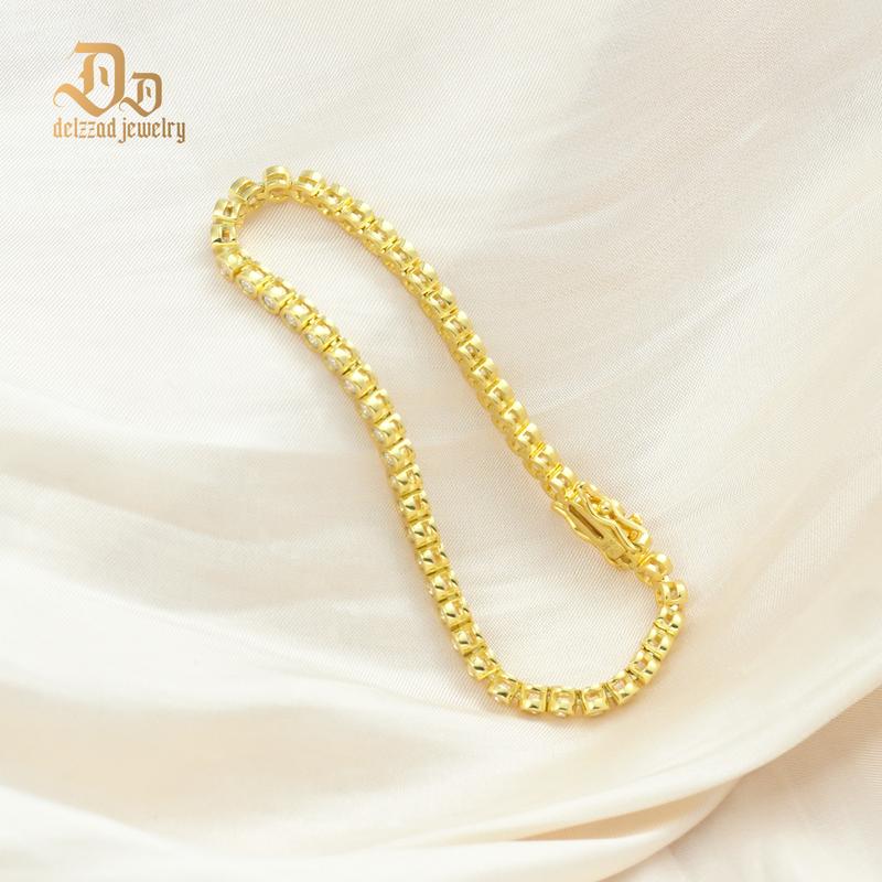 Delzzad 2mm Bubble Tennis Bracelet VVS D Color S925 Sterling Silver Synthetic Moissanite Tennis Bracelet Chain for Women Men With Giftbox Christmas Gift