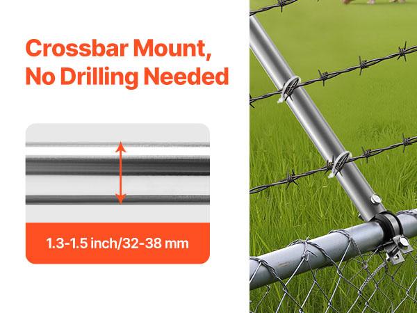 VEVOR Chain Link Fence Extensions, 18 Packs 27.4 Extension Height, Galvanized Post Extender for 1.3 to 1.5 Top of Fence, U Bracket, Barbed Wire Extend Arm for Privacy, Prevent Dogs Jumping Out