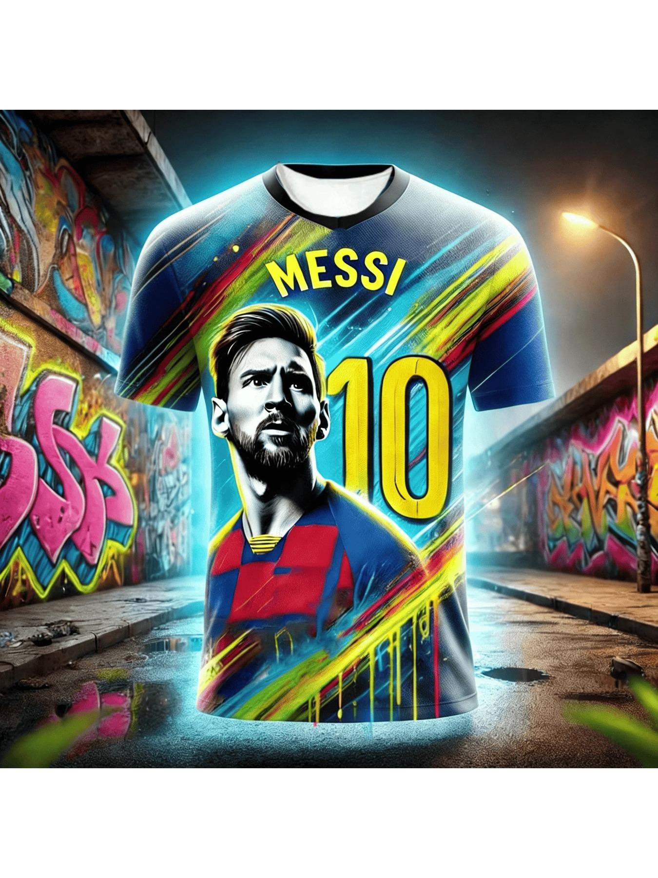 Messi 3D printed T-shirt for football fans' carnival, short-sleeved