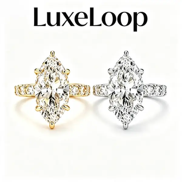 LuxeLoop Marquise Cut 5.5ct 14K Gold Plated Engagement Ring, Luxury Fashion Design CZ Promise Ring, Travel-friendly Women's Jewelry for Daily Wear