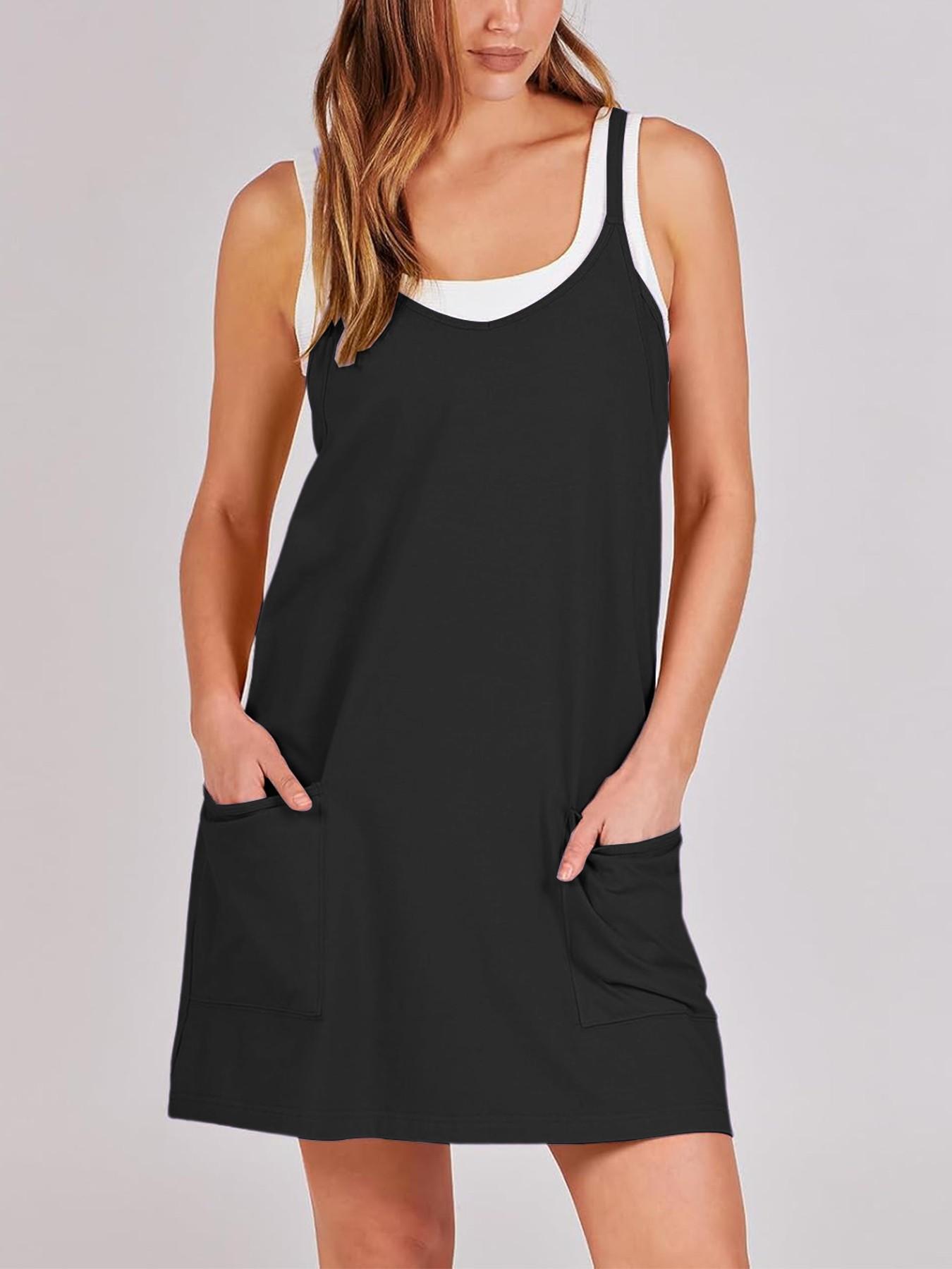 Women's Summer Mini Dress, Casual Athletic Tennis Dress with Shorts, Sleeveless Sporty Design, Perfect for Active Wear & Outdoor Activities