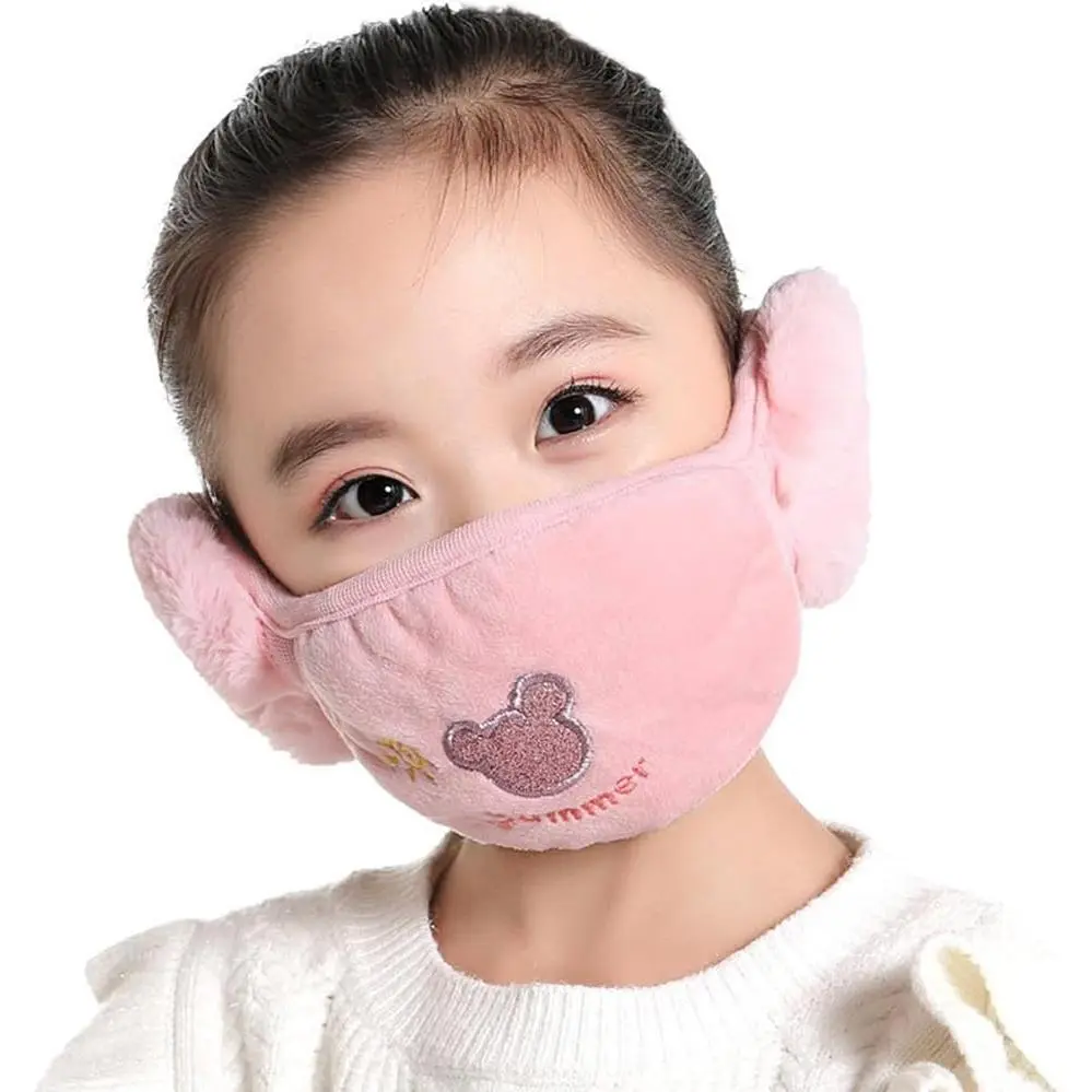 Kids Winter Warm Face Mask with Ear Cover - Windproof Fleece Mask | Soft fleece kids winter mask with fluffy ear covers, adjustable fit, breathable design, and cozy warmth for cold weather