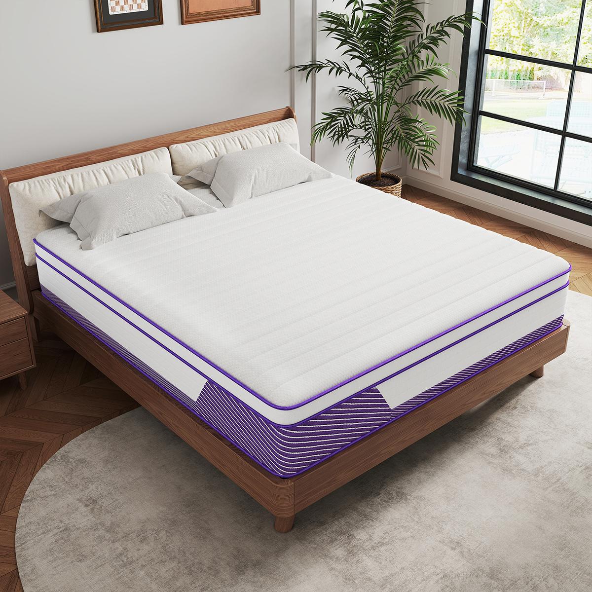 12" 14" Gel Memory Foam Mattress Hybrid Spring Twin Full Queen King Size Bed In A Box Medium Firm Mattresses Purple Motion Isolation​