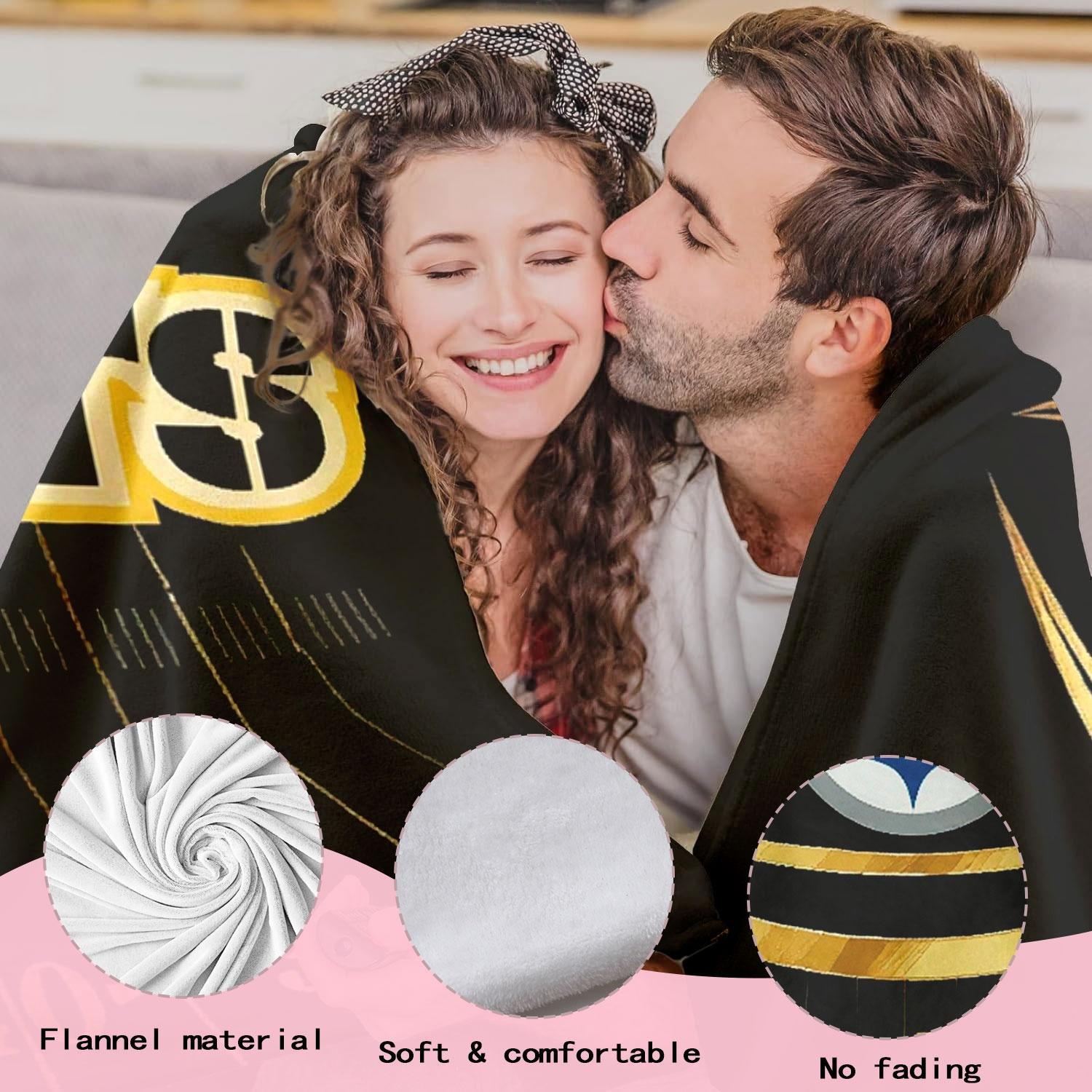 1pc Pittsburgh Steelers Football Eye Field Design Flannel Fleece Throw Blanket, Super Soft Plush Microfiber Warm Cozy Lightweight Anti-pilling for Couch Sofa Bed Living Room Office, Adults Men Women