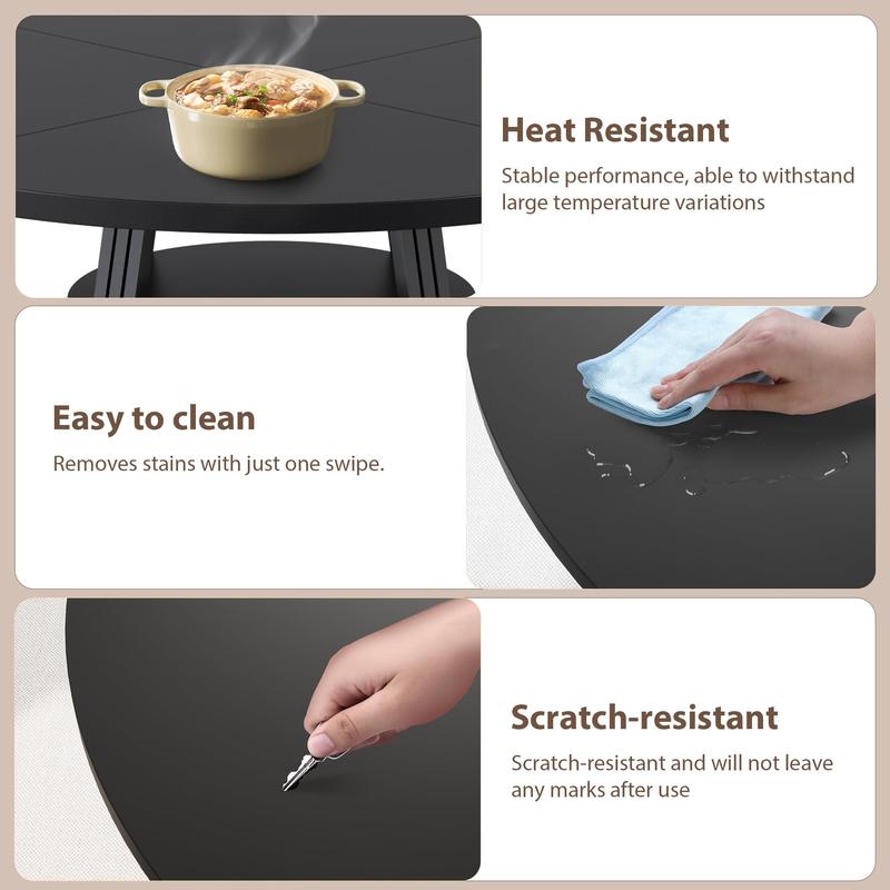 Round Dining Table for 4-6, 42" Kitchen Table with Storage, Circle Dinner Tables for Kitchen, Dining Room, Living Room, Meeting Room, Apartment