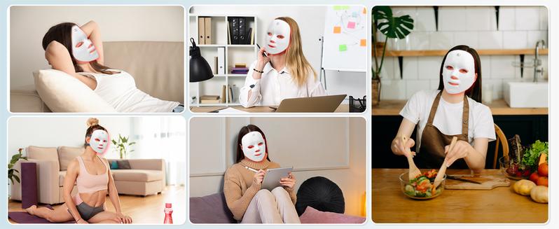 Red Light Therapy, 7 Color LED Light Face Mask, Photon Skin Rejuvenation For Daily Care, Cordless, Rechargeable, Ideal Gift For Women, Summer Gift Skincare Facial
