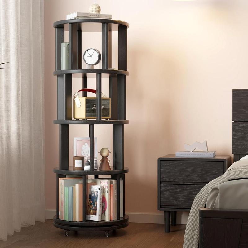 【School】100% Solid Wood - No MDF, Rotating Bookshelf on Wheels, Spinning Bookshelf Tower 360° Display Unique Round Bookcase for Home Study and Office Organization Furniture Stand 【School】100% Solid Wood - No MDF, Rotating Bookshelf on Wheels, Spinning Bookshelf Tower 360° Display Unique Round Bookcase for Home Study and Office Organization Furniture Stand