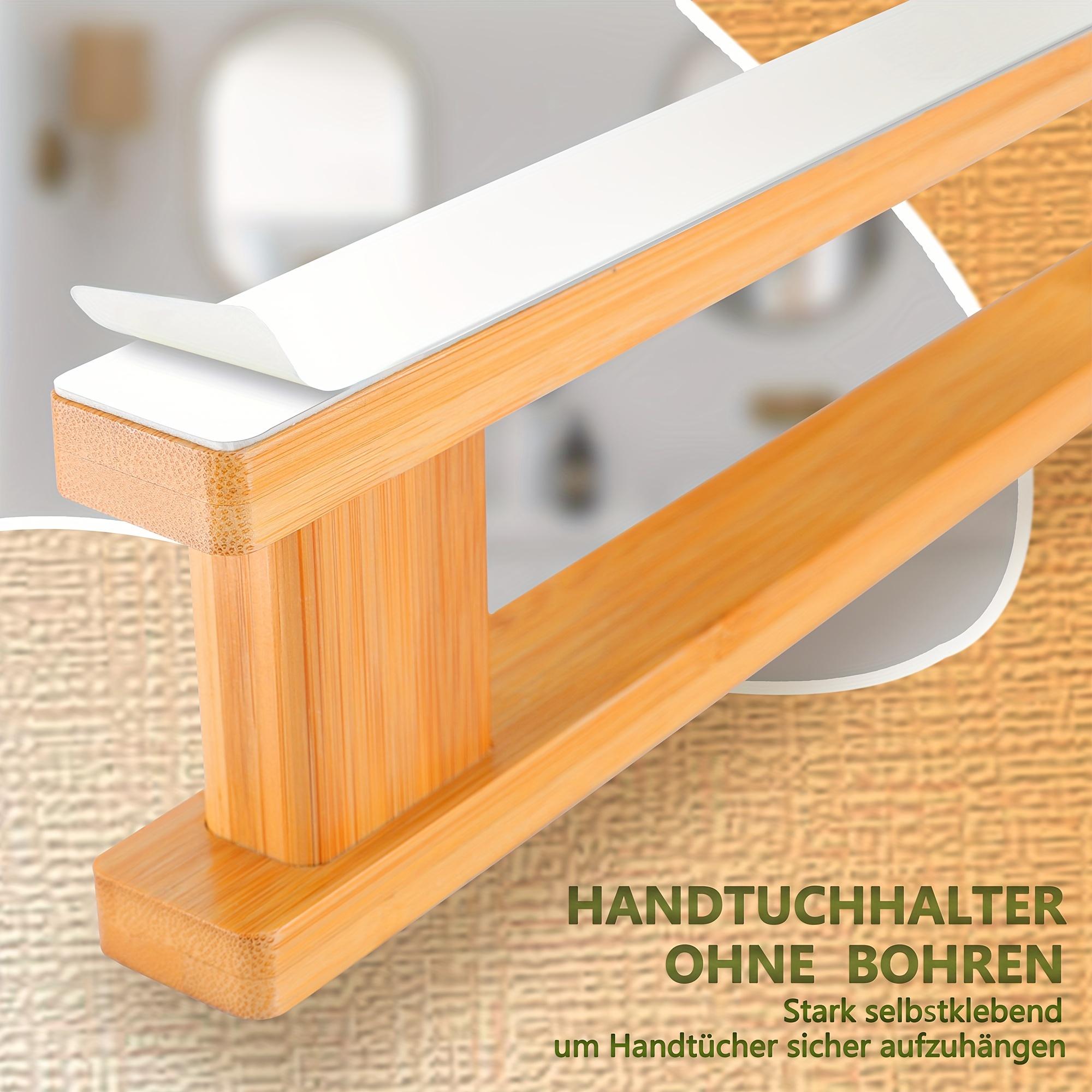 Easy-Install Solid Wood Towel Rack - Space-Saving, No-Drill Wall Mount for Bathroom & Kitchen Storage