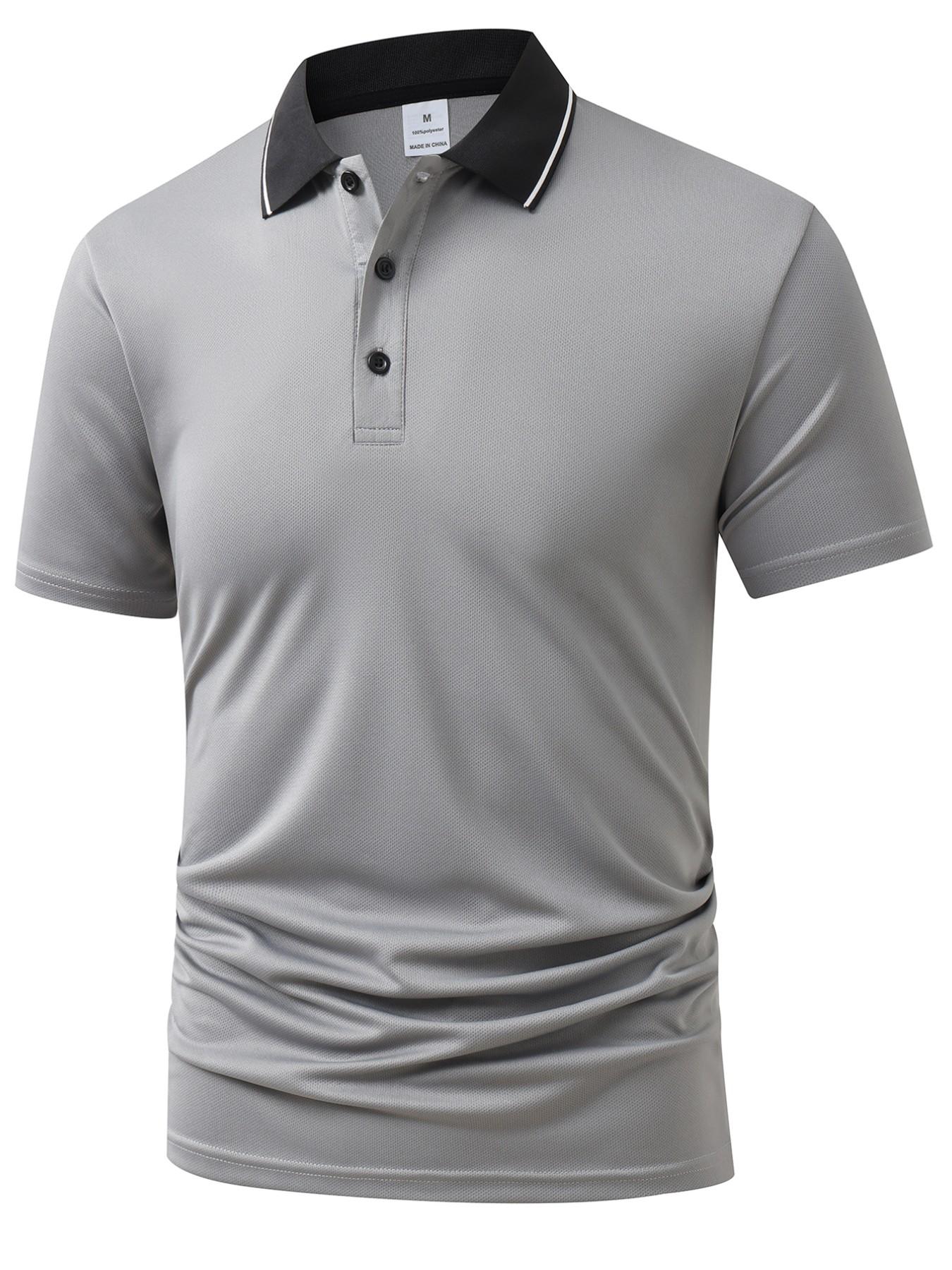Men's Polo Shirt, Solid Color Design, Business Casual Half Button Collar, Perfect Holiday Gift for Boyfriend, Slim Fit
