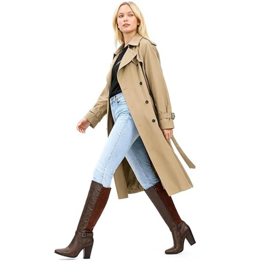 Women's Heeled Knee High Boots Zip Up High Chunky Heeled Boots