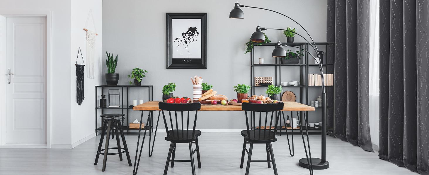 Deconovo Silver Dots Pattern Blackout Curtains (2 Panels & Grommet) - Thermal Insulated,Soundproof Printed Drapes for Living Room, Bedroom, Sliding Glass Door and Office