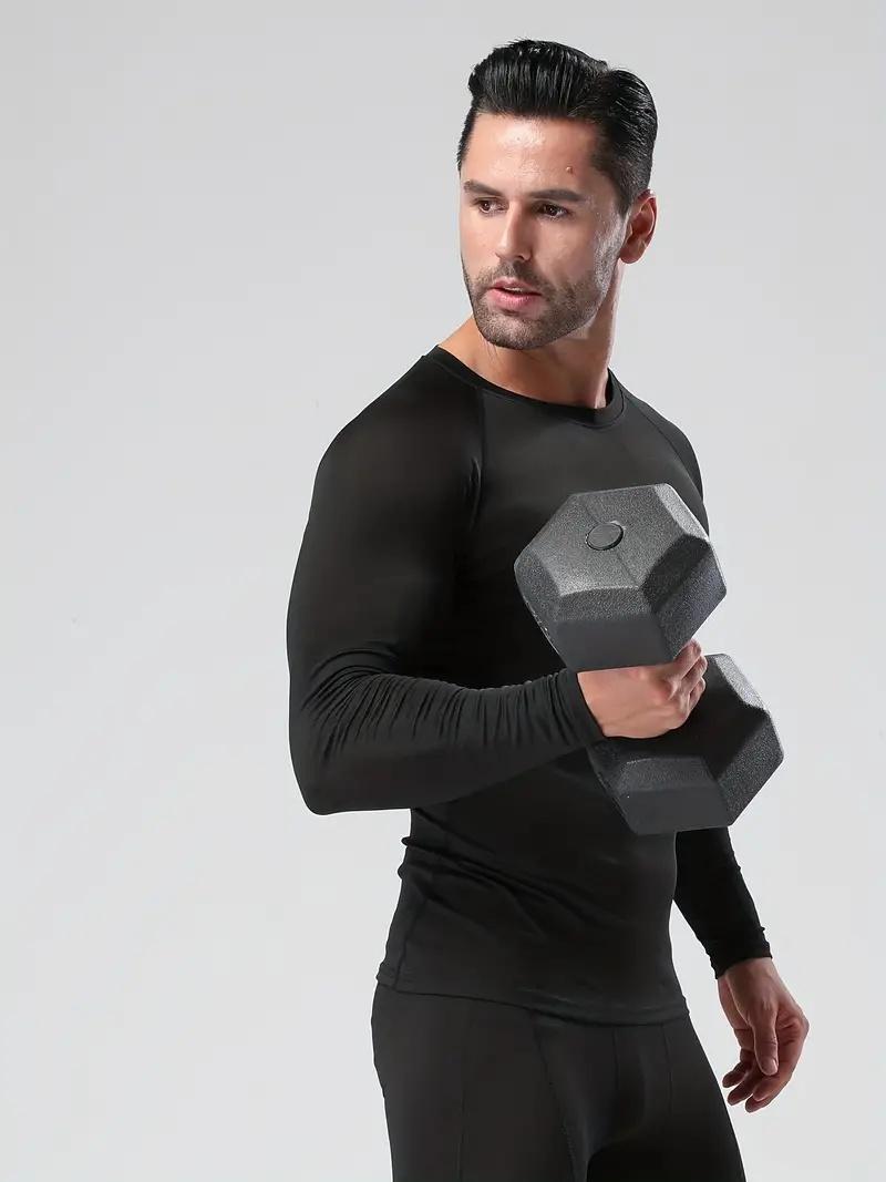 3 Pack Men's Slim Shape Top Sports Fitness Long Sleeve, Slim Tight Top, Comfortable Moisture Wicking Corset, Outdoorfun,Quick Drying and Breathable Outdoor Casual Fitness Riding Soccer Basketball T-Shirt Fathersdaygift
