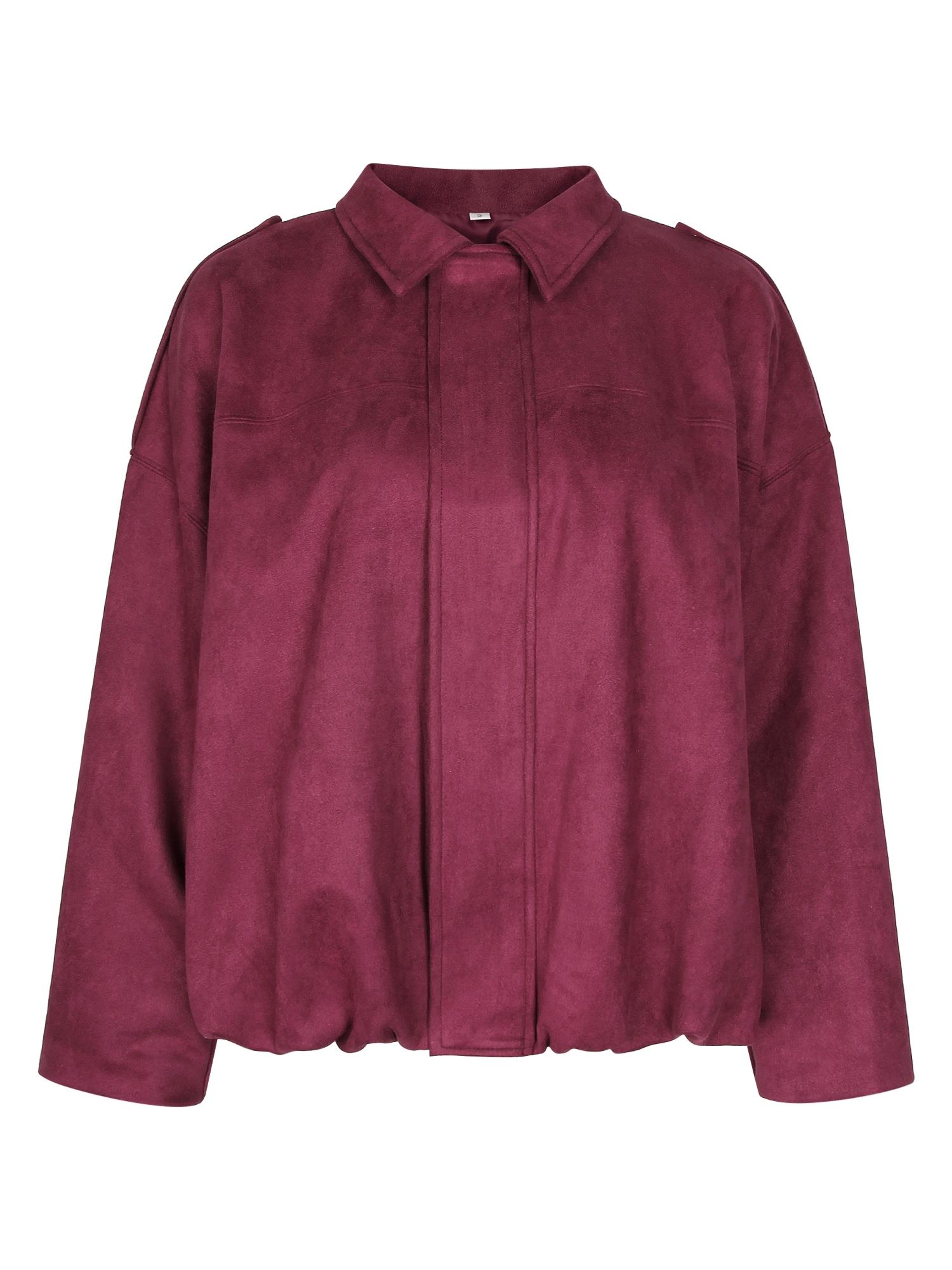 Women Solid Fall Winter Long Sleeve Loose Jacket Ladies Daily Casual Outfit Vintage Coat