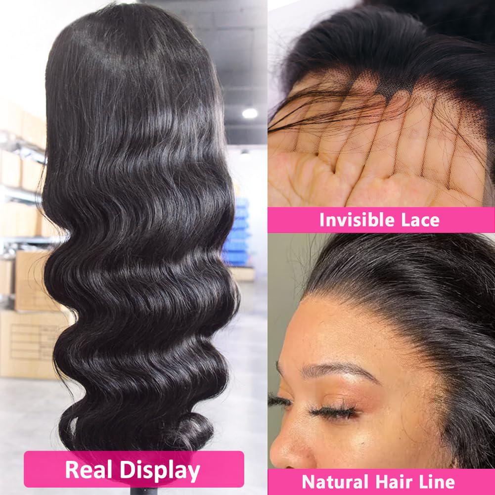 13x6 HD Transparent Lace Frontal Wigs Human Hair Pre Plucked 13x4 Lace Brazilian Body Wave Wigs with Baby Hair 180 Density Natural Hairline for Black Women 32inch TikTokShopHolidayHaul