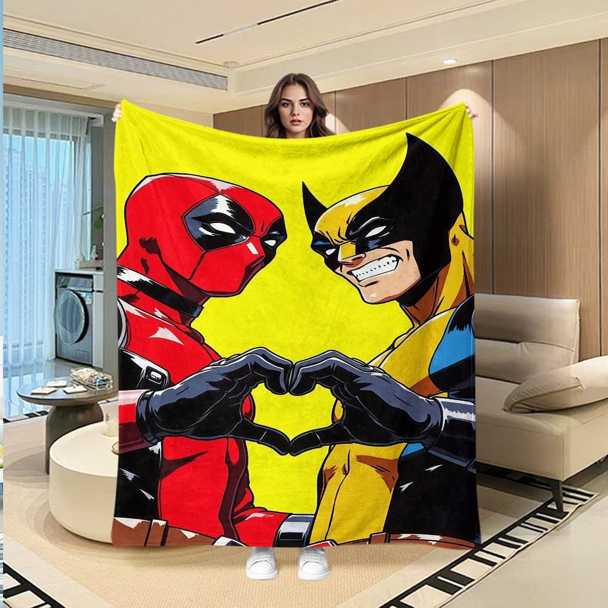 Deadpool Creative Digital Print Flannel Blanket, Thanksgiving Valentine Christmas Gift, Holiday Gift Throw Blanket, Multi-Purpose Outdoor Travel Blanket