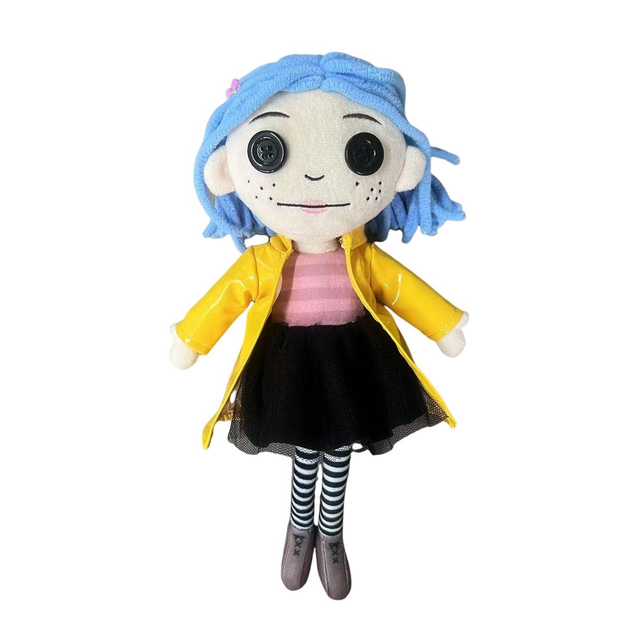 Coraline plush set, including button-eyed Coraline, mother, squid ...