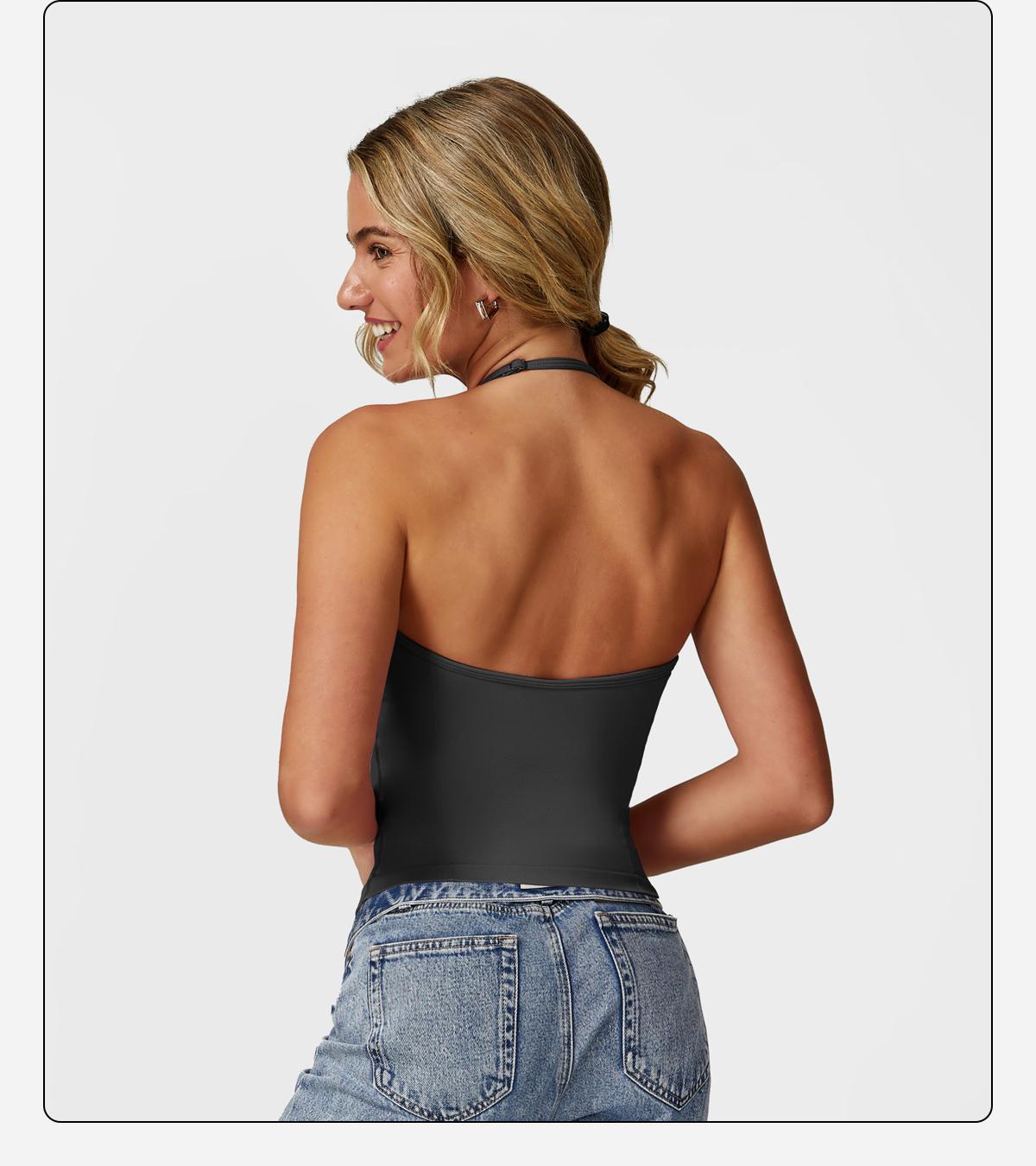 MFVIM Women's Fit Camisole with Built-in Bra Spaghetti Straps Basic Nylon Western Outfits Casual Sleeveless Cropped Tank Corset Spandex SpringStatements