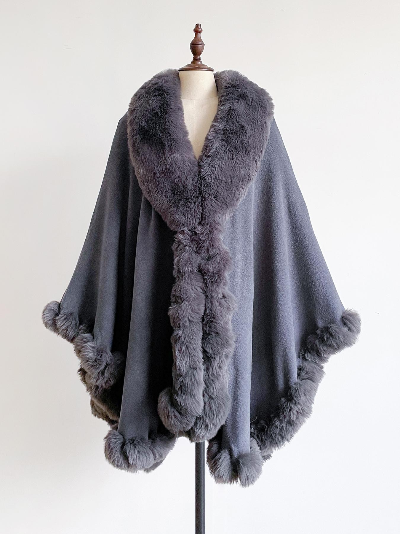 Luxurious Warm Plush Cape for Winter, Gradient Color Casual Fashion Accessory, Elegant Addition for Cold Weather, Fluffy Soft Scarf