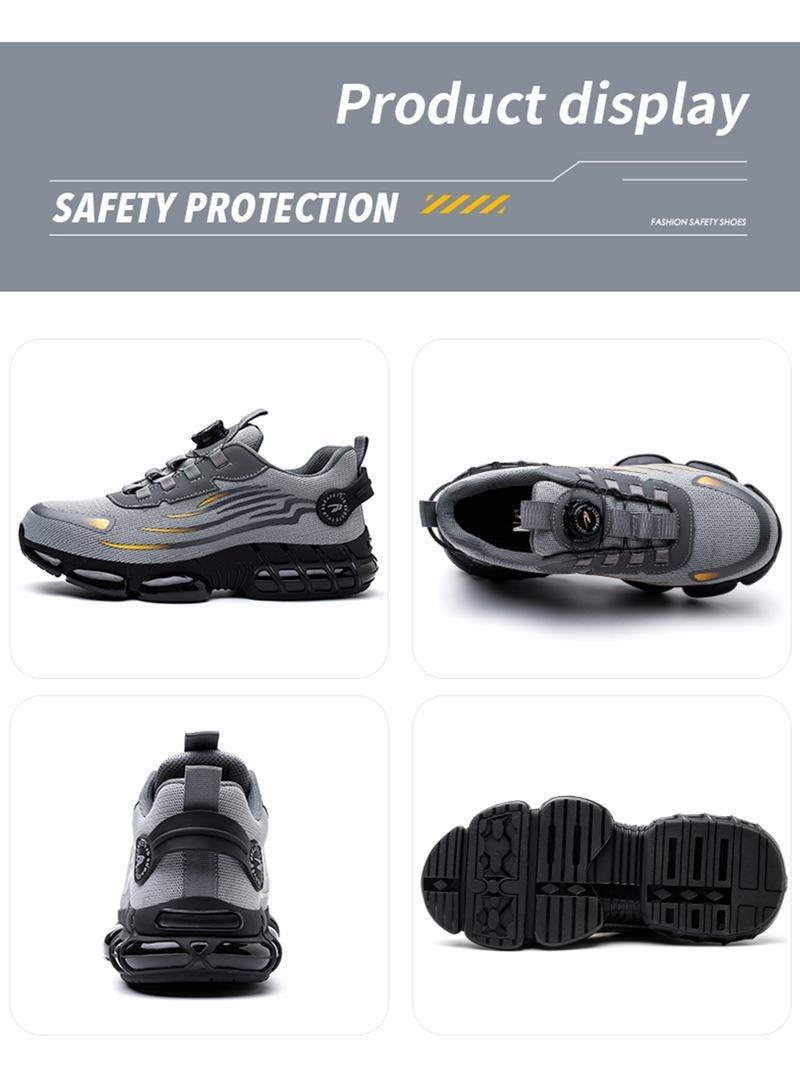 Product Introduction of Men's steel toe shoes, puncture-proof and smash-proof with swivel buckle, contrasting mesh work safety shoes, suitable for outdoor work, blue-collar workers, industrial construction, outdoor casual shoes Product model: 266 28
